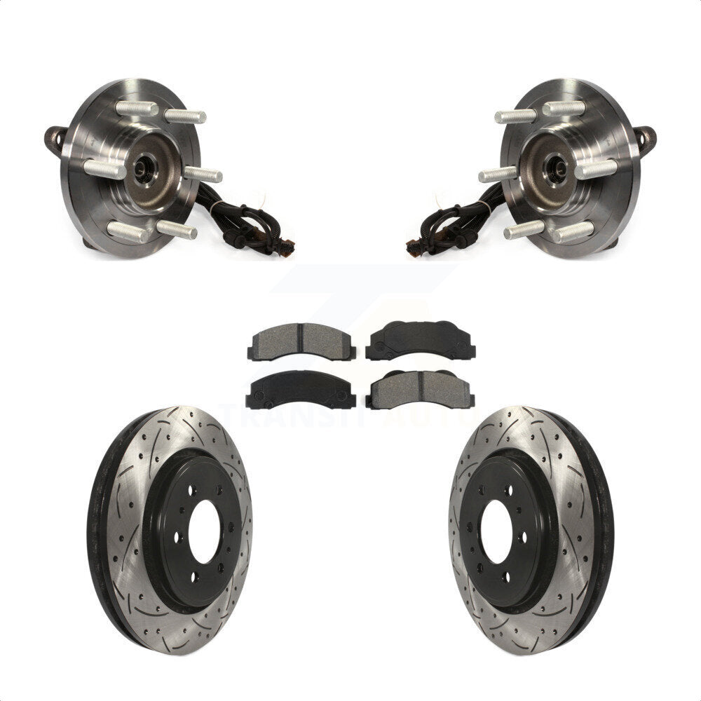 Hub Bearing Assembly Coated Drill Slot Brake Rotor Pads Front Kit For Ford F-150
