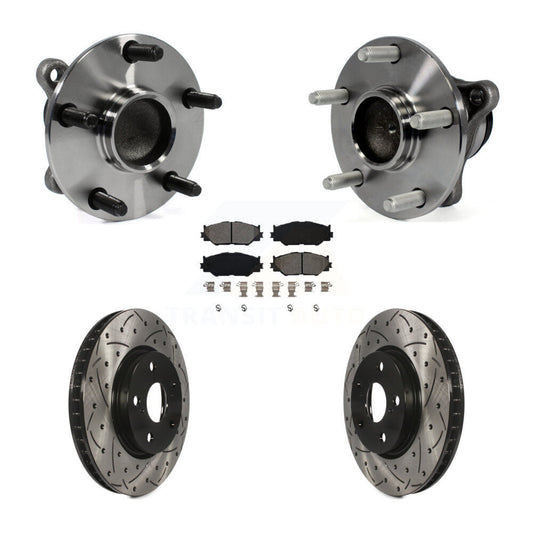 Hub Bearing Assembly Drilled Slot Brake Rotor Pads Front Kit For Lexus IS250 RWD