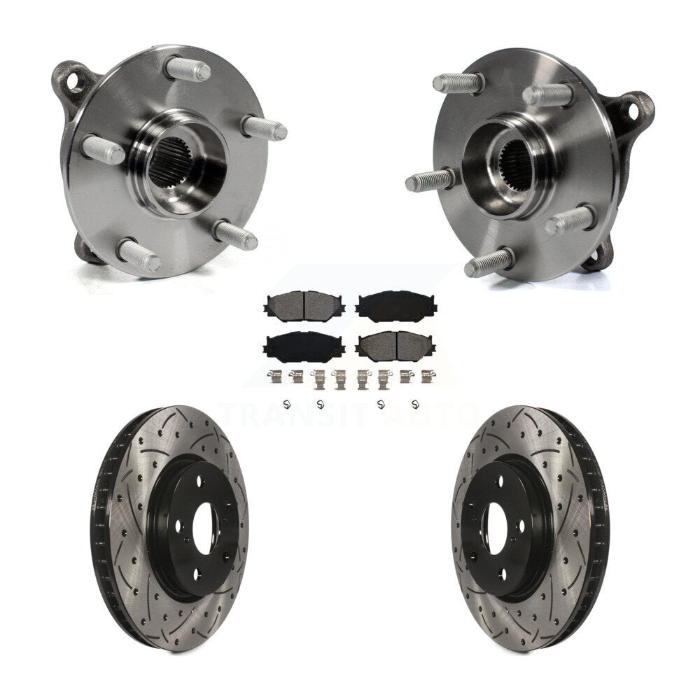 Hub Bearing Assembly Drilled Slot Brake Rotor Pads Front Kit For Lexus IS250 AWD