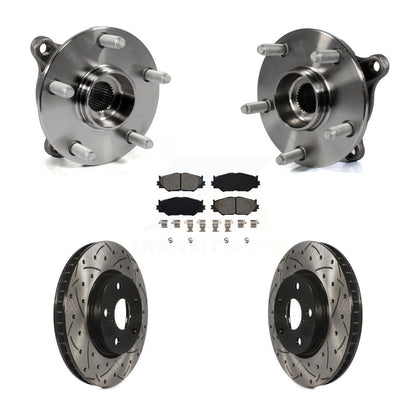 Hub Bearing Assembly Drilled Slot Brake Rotor Pads Front Kit For Lexus IS250 AWD