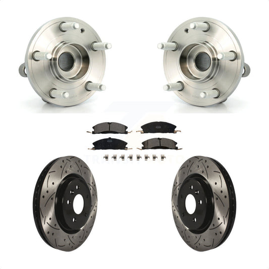 Hub Bearing Drilled Slot Brake Rotor Pads Front Kit For 2013 Ford Explorer Sport