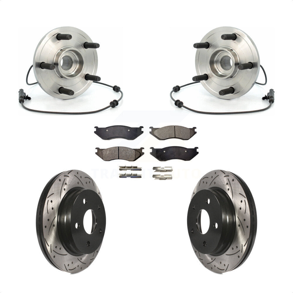 Hub Bearing Drilled Slot Brake Rotor & Pad Front Kit For 2004-2005 Dodge Durango