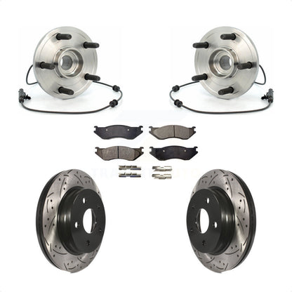 Hub Bearing Drilled Slot Brake Rotor & Pad Front Kit For 2004-2005 Dodge Durango