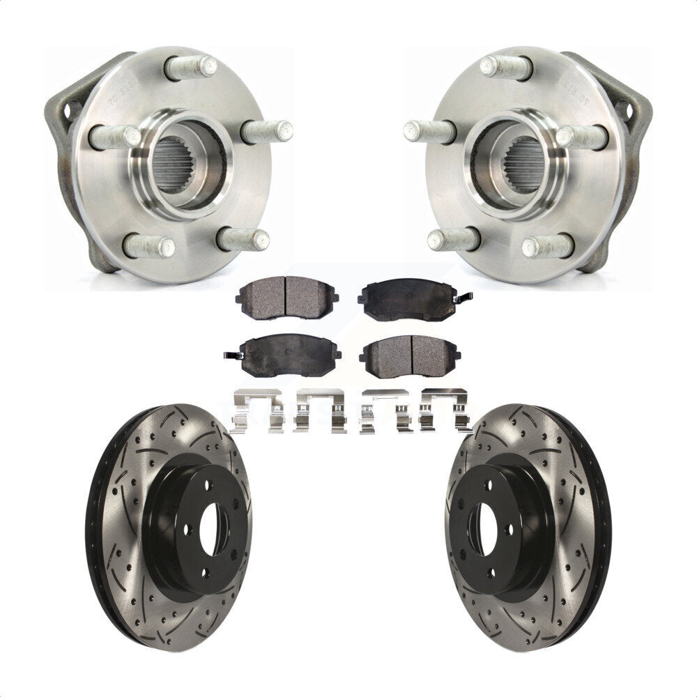 Hub Bearing Coat Drill Slot Brake Rotor Pads Front Kit For Subaru Impreza Legacy
