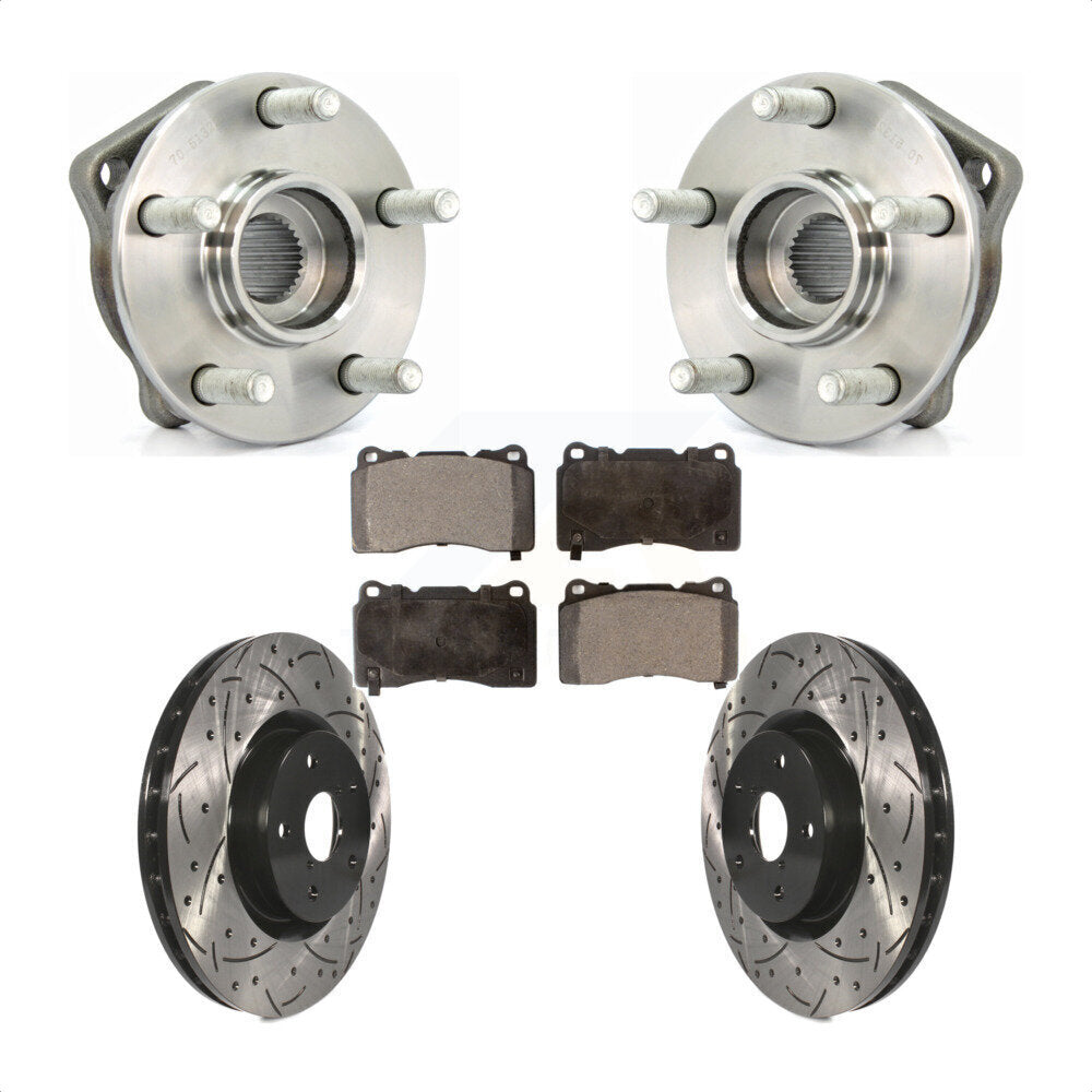 Hub Bearing Drill Slot Brake Rotor Pads Front Kit For 14 Subaru WRX Limited Base