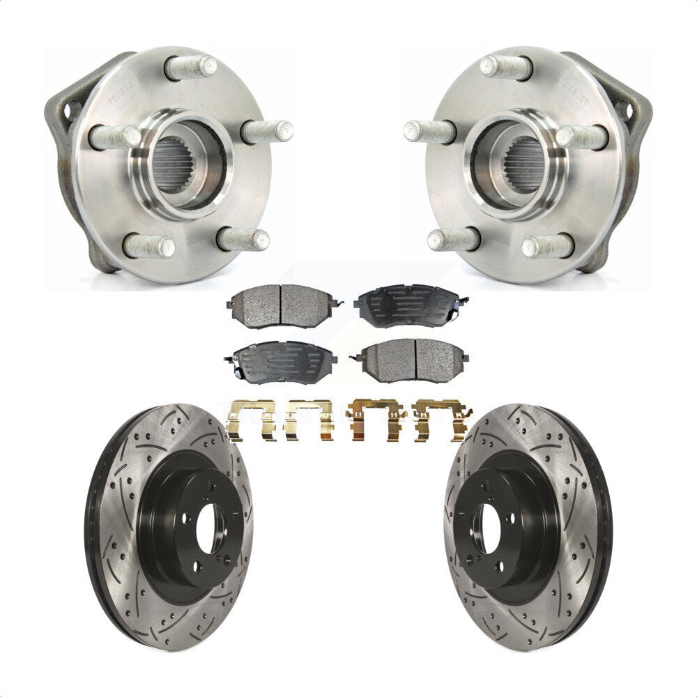 Hub Bearing Assembly Coat Drill Slot Brake Rotor Pad Front Kit For Subaru Legacy