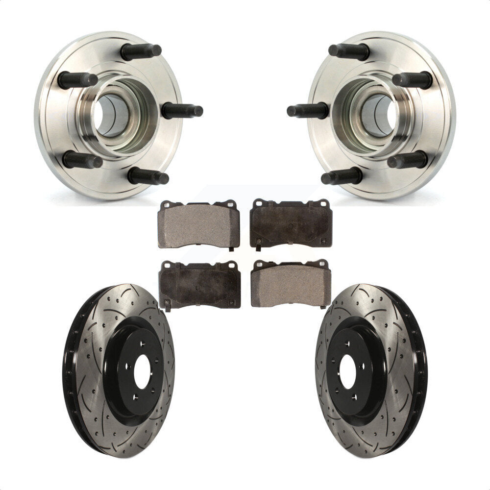 Hub Bearing Assembly Coat Drill Slot Brake Rotor Pads Front Kit For Ford Mustang
