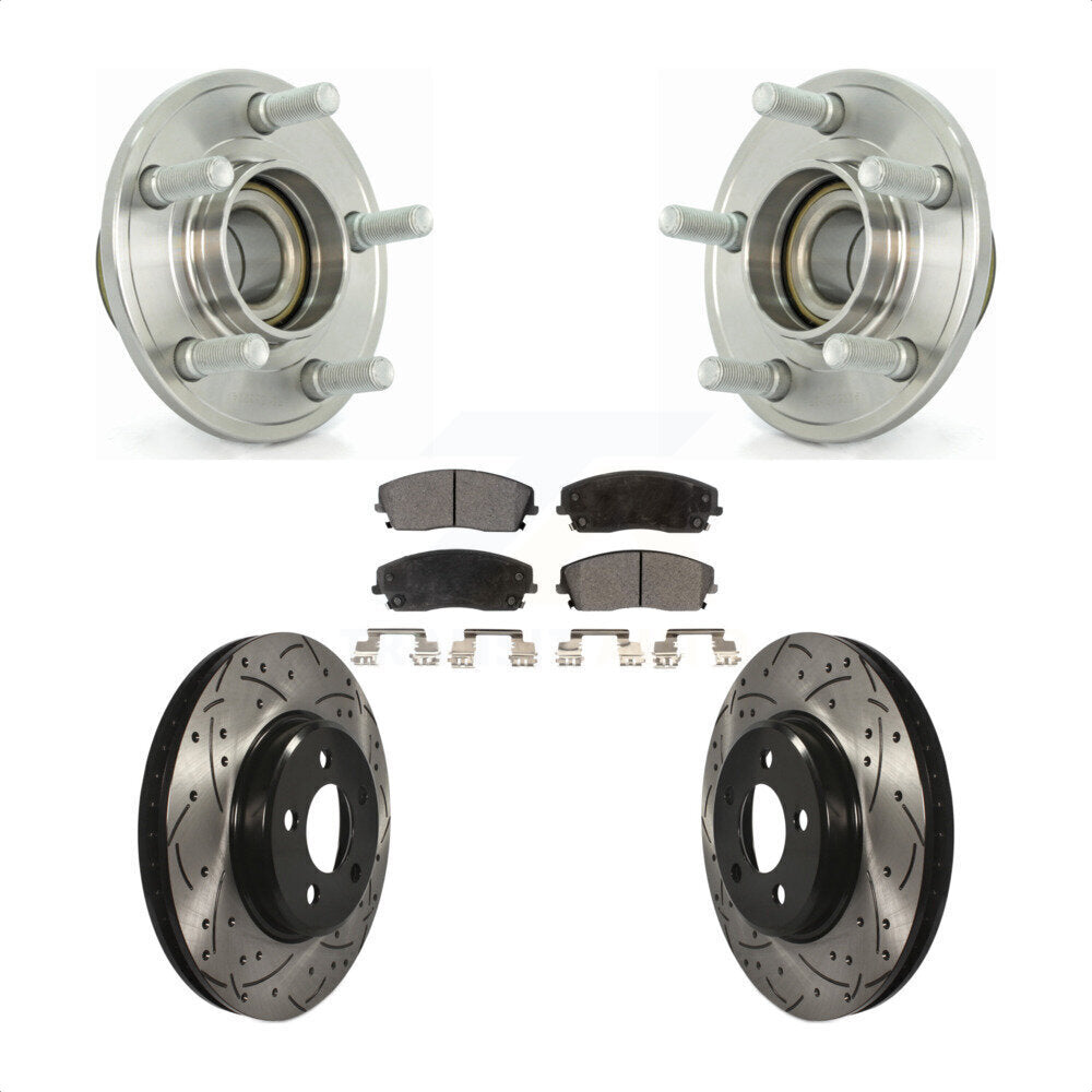 Hub Bearing Drill Slot Brake Rotor Pads Front Kit For Dodge Chrysler 300 Charger