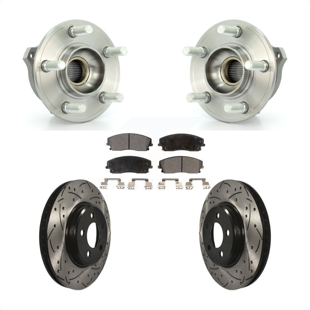 Hub Bearing Drill Slot Brake Rotor Pads Front Kit For Dodge Charger Chrysler 300