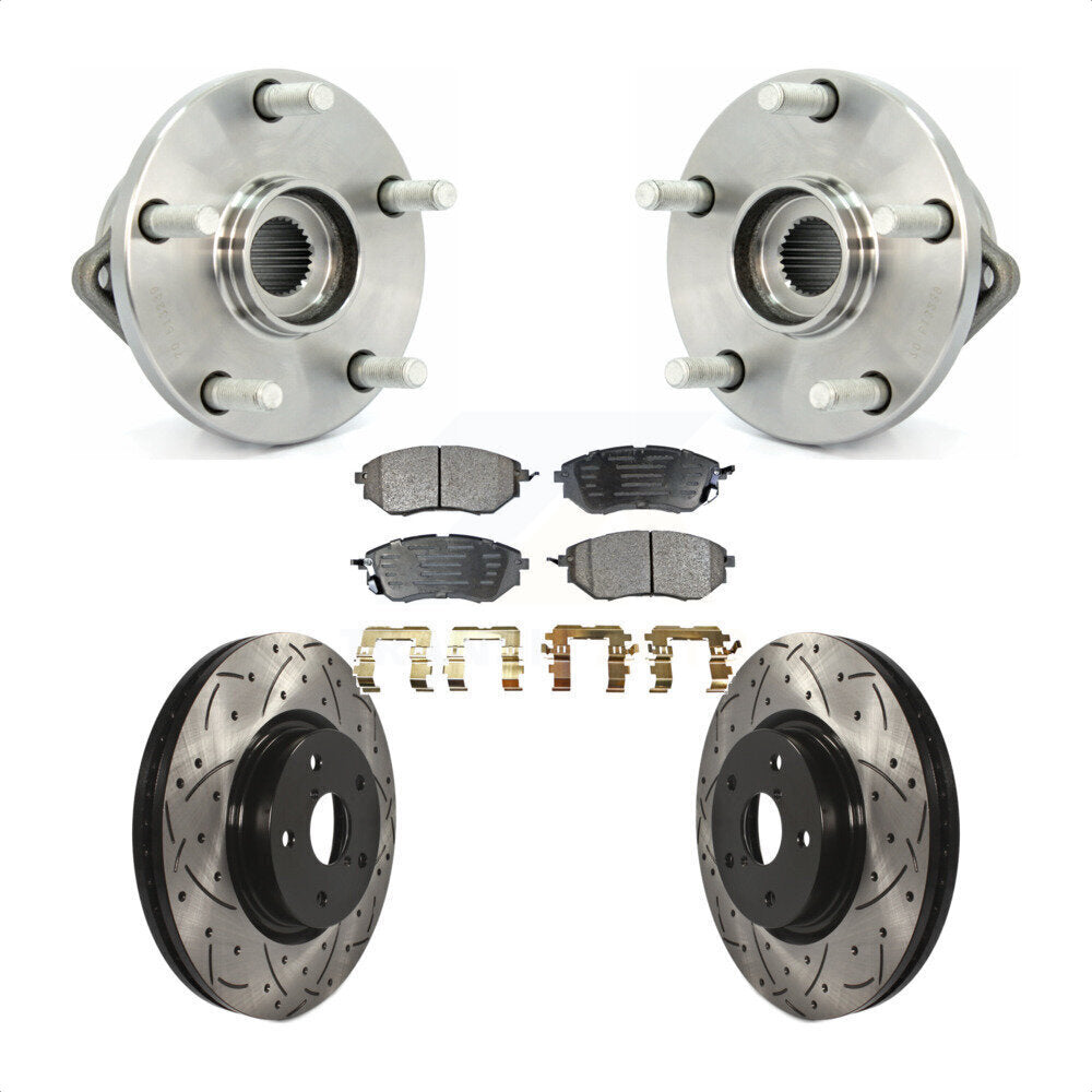 Hub Bearing Drilled Slot Brake Rotor Pads Front Kit For 2008-2014 Subaru Tribeca
