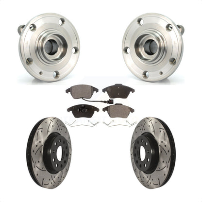 Hub Bearing Drill Slot Brake Rotor Pad Front Kit For Volkswagen Jetta Beetle GTI