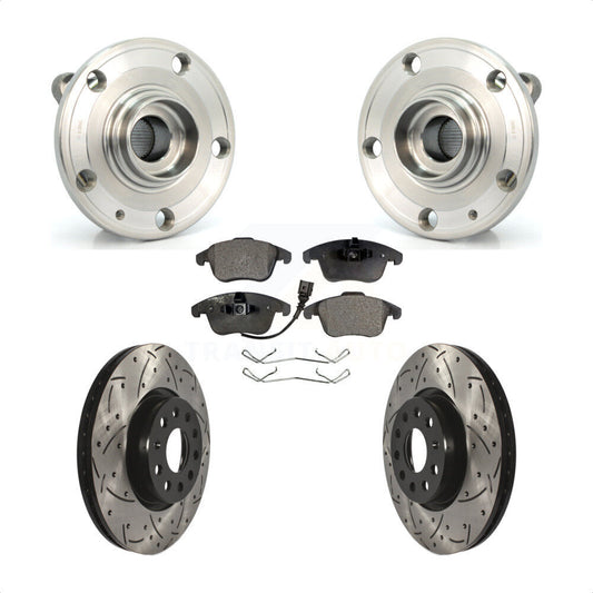Hub Bearing Drill Slot Brake Rotor Pad Front Kit For Volkswagen Tiguan Passat Q3