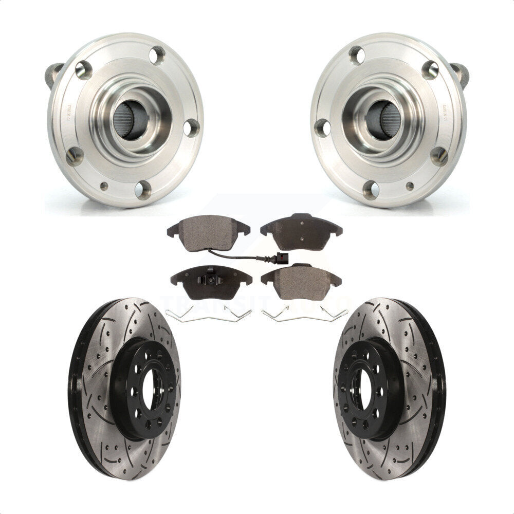 Hub Bearing Drill Slot Brake Rotor Pad Front Kit For Volkswagen Jetta Beetle Eos