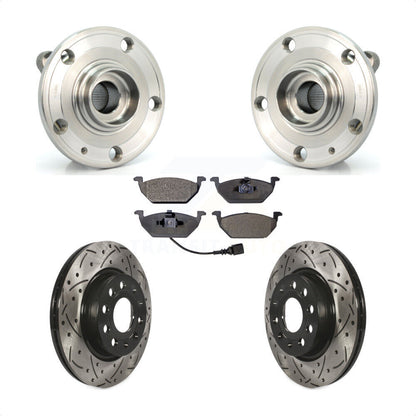 Hub Bearing Assembly Drilled Slot Brake Rotor Pad Front Kit For Volkswagen Jetta