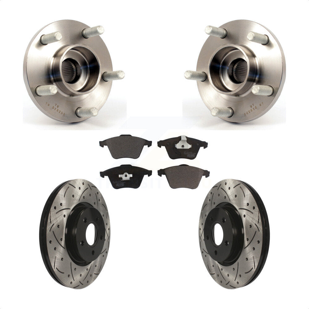Hub Bearing Assembly Drill Slot Brake Rotor Pads Front Kit For Volvo S40 V50 C70