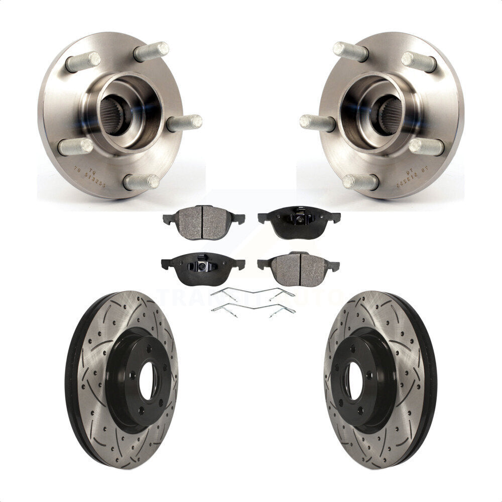 Hub Bearing Coat Drill Slot Brake Rotor Pads Front Kit For Volvo S40 C30 V50 C70
