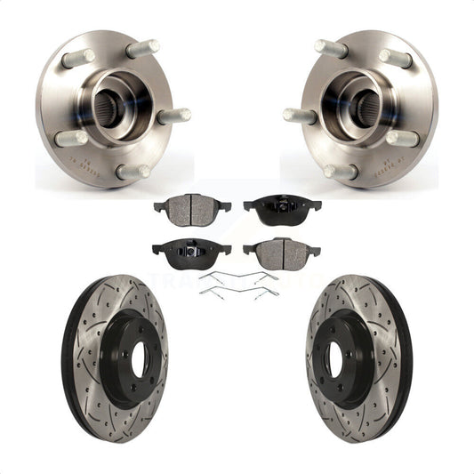 Hub Bearing Coat Drill Slot Brake Rotor Pads Front Kit For Volvo S40 C30 V50 C70
