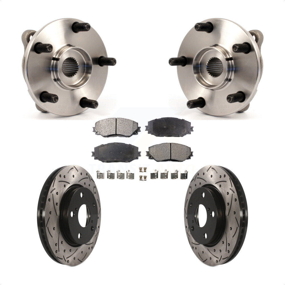 Hub Bearing Drilled Slot Brake Rotor Pad Front Kit For Toyota RAV4 Prius V Scion