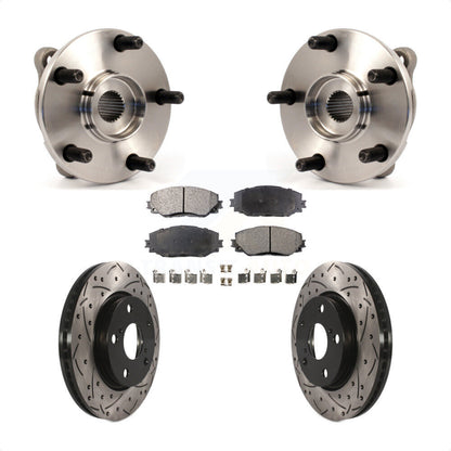 Hub Bearing Drilled Slot Brake Rotor Pad Front Kit For Toyota RAV4 Prius V Scion