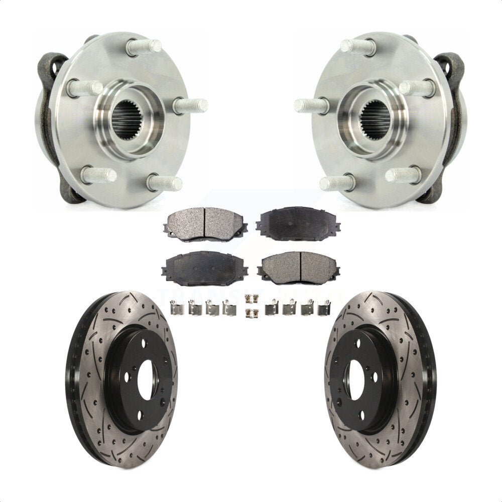 Hub Bearing Drilled Slot Brake Rotor Pads Front Kit For 2013-2018 Toyota RAV4 LE