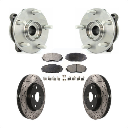 Hub Bearing Drilled Slot Brake Rotor Pads Front Kit For 2013-2018 Toyota RAV4 LE