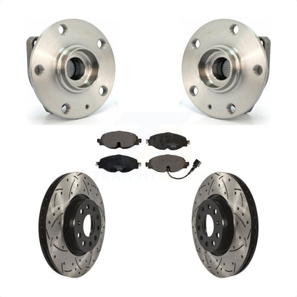 Hub Bearing Drilled Slot Brake Rotor Pads Front Kit For Volkswagen Golf Alltrack