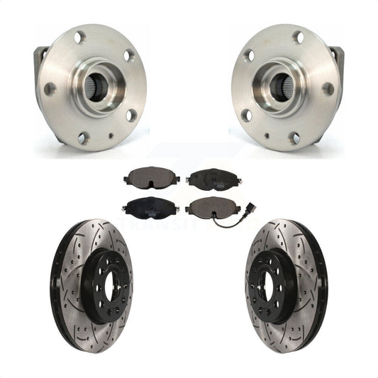 Hub Bearing Drill Slot Brake Rotor Pads Front Kit For Volkswagen Golf SportWagen