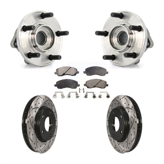 Hub Bearing Drill Slot Brake Rotor Pad Front Kit For 09 Dodge Caliber R/T/SXT/SE