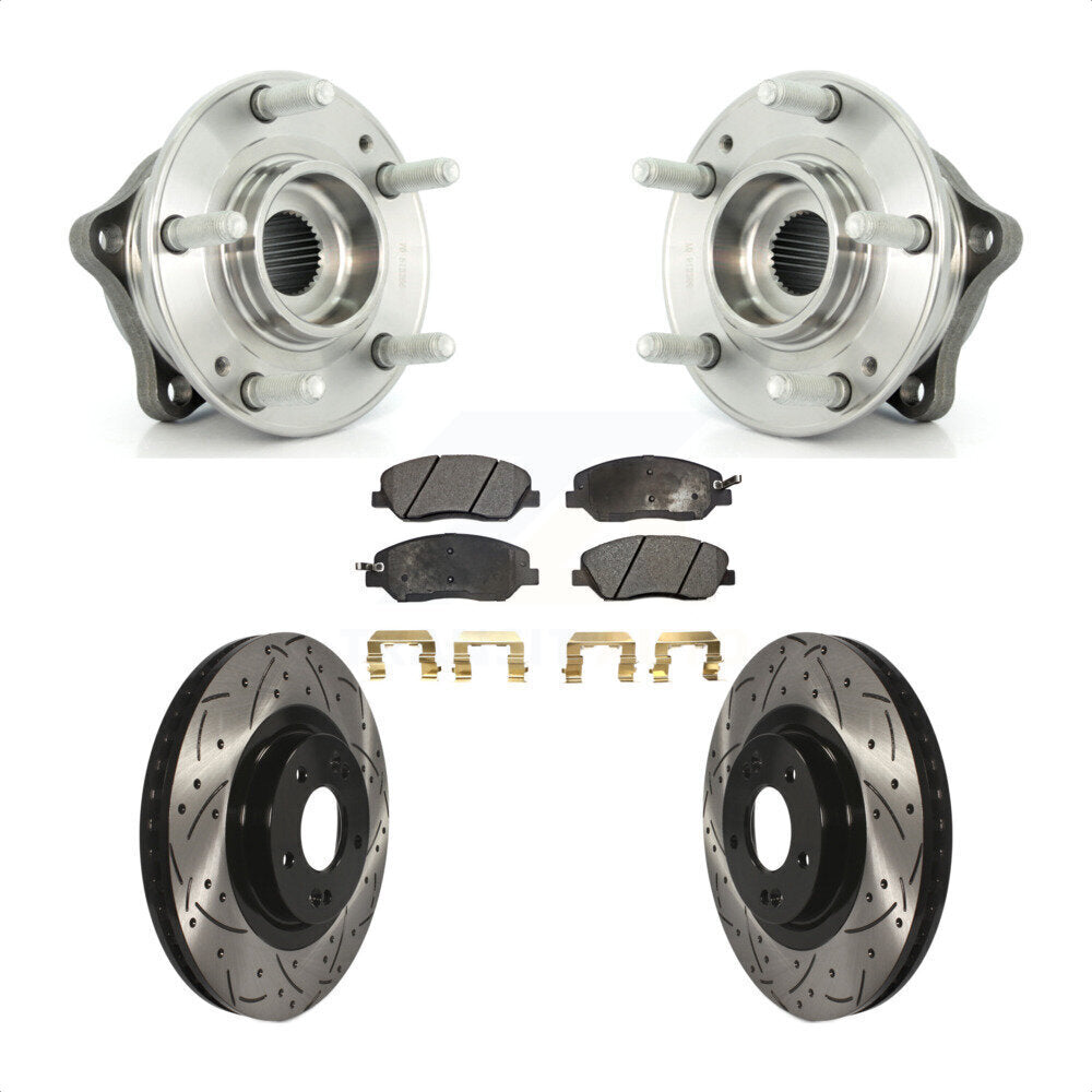 Hub Bearing Drilled Slot Brake Rotor Pads Front Kit For Hyundai Santa Fe XL 3.3L