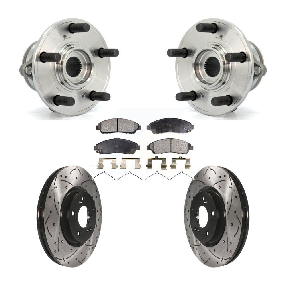 Hub Bearing Drilled Slot Brake Rotor Pad Front Kit For Honda Pilot Acura MDX ZDX