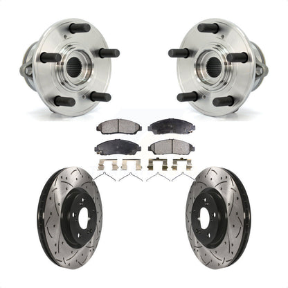 Hub Bearing Drilled Slot Brake Rotor Pad Front Kit For Honda Pilot Acura MDX ZDX