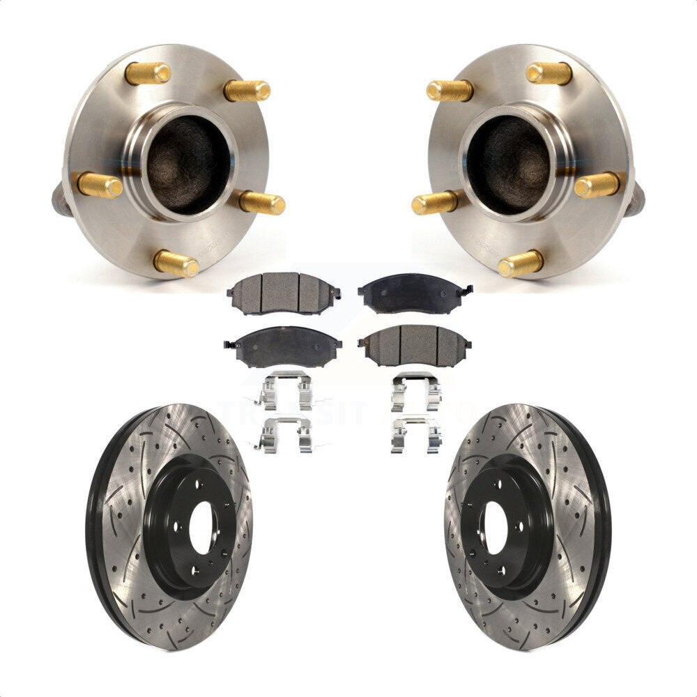 Hub Bearing Drilled Slot Brake Rotor Pads Front Kit For INFINITI G35 Nissan 350Z