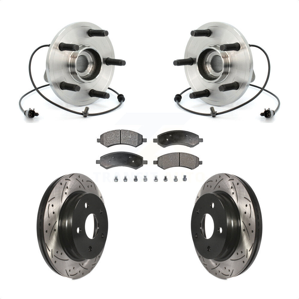Hub Bearing Coated Drill Slot Brake Rotor Pad Front Kit For Chrysler Aspen Dodge