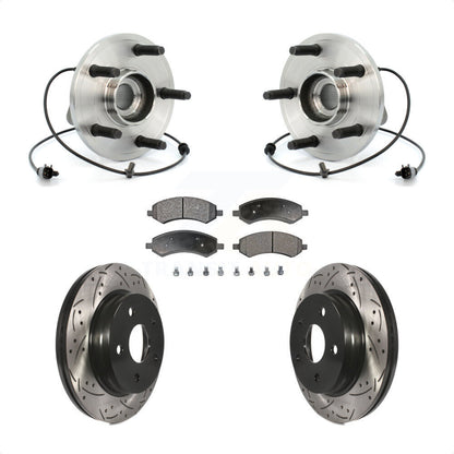 Hub Bearing Coated Drill Slot Brake Rotor Pad Front Kit For Chrysler Aspen Dodge
