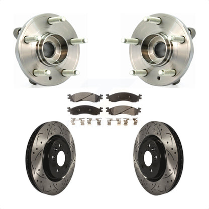 Hub Bearing Drilled Slot Brake Rotor Pad Front Kit For 2010-2012 Ford Taurus SHO