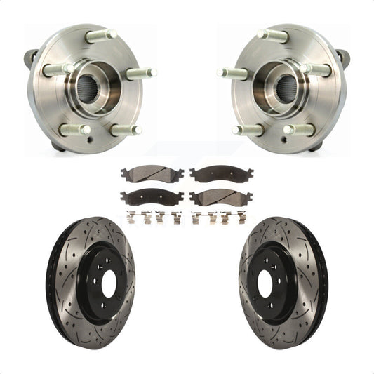 Hub Bearing Drilled Slot Brake Rotor Pad Front Kit For 2010-2012 Ford Taurus SHO
