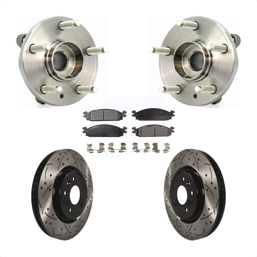 Hub Bearing Coat Drill Slot Brake Rotor Pads Front Kit For 2009-2010 Lincoln MKS
