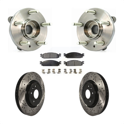 Hub Bearing Coat Drill Slot Brake Rotor Pads Front Kit For 2009-2010 Lincoln MKS