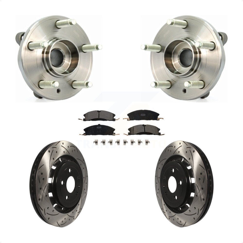 Hub Bearing Drilled Slot Brake Rotor Pads Front Kit For Ford Flex Taurus Lincoln