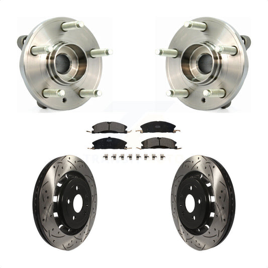 Hub Bearing Drilled Slot Brake Rotor Pads Front Kit For Ford Flex Taurus Lincoln