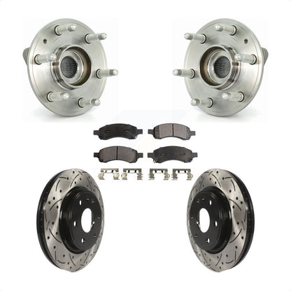 Hub Bearing Drilled Slot Brake Rotor Pads Front Kit For GMC Acadia Buick Enclave