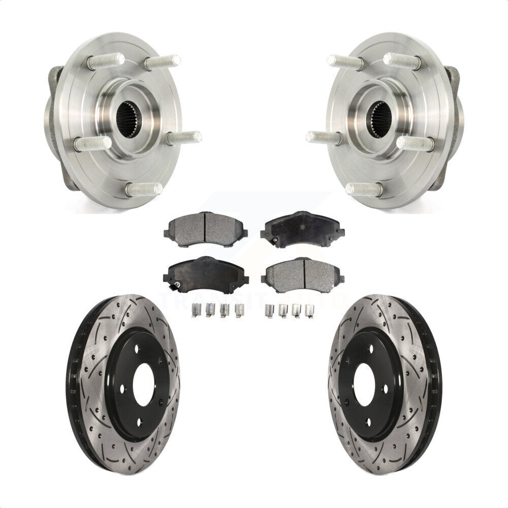 Hub Bearing Assembly Coat Drill Slot Brake Rotor Pad Front Kit For Dodge Journey
