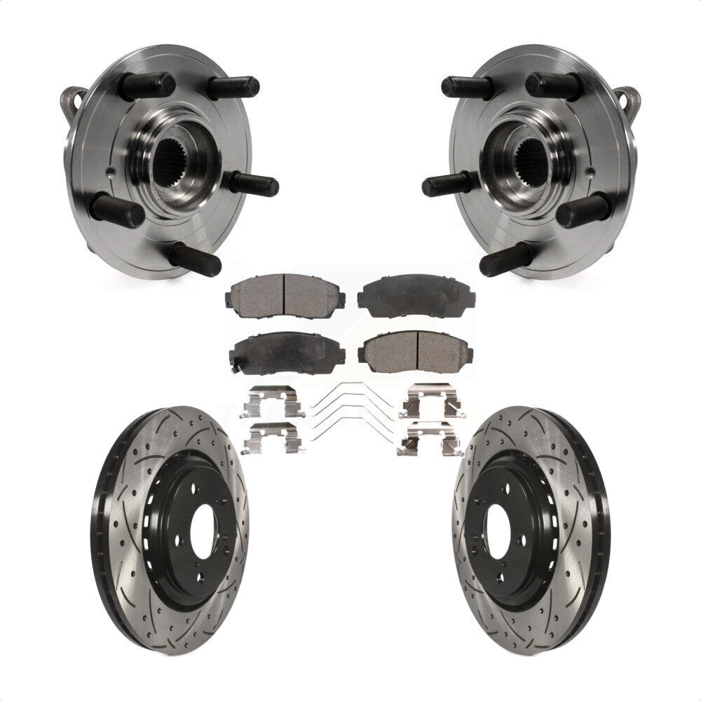 Hub Bearing Drilled Slot Brake Rotor & Pad Front Kit For 2015-2017 Honda Odyssey