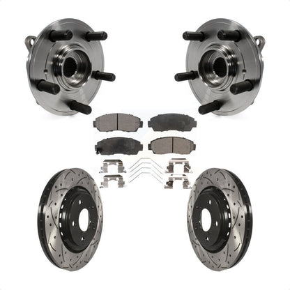Hub Bearing Drilled Slot Brake Rotor & Pad Front Kit For 2015-2017 Honda Odyssey
