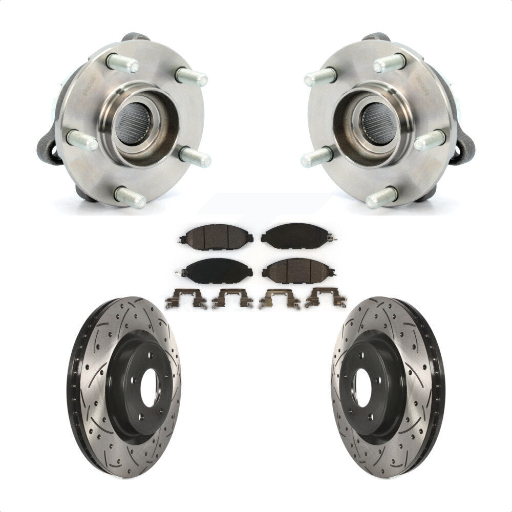 Hub Bearing Drilled Slot Brake Rotor Pads Front Kit For Nissan Pathfinder Murano