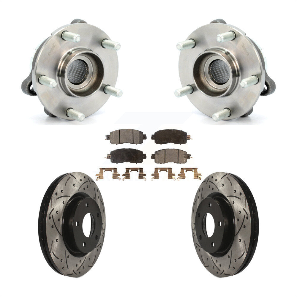 Hub Bearing Assembly Coat Drill Slot Brake Rotor Pad Front Kit For Nissan Altima