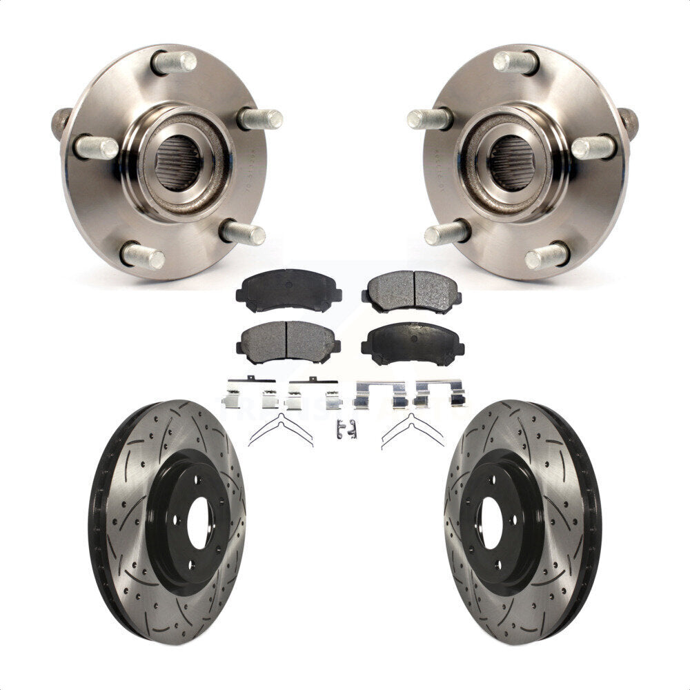 Hub Bearing Assembly Coat Drill Slot Brake Rotor Pad Front Kit For Nissan Sentra