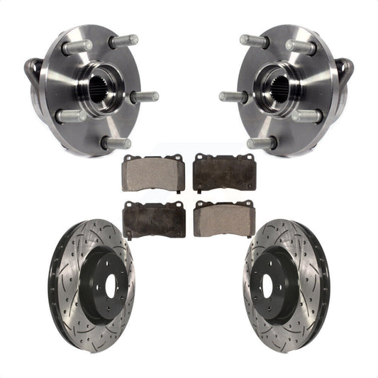 Hub Bearing Coat Drill Slot Brake Rotor Pad Front Kit For Subaru Impreza WRX STI