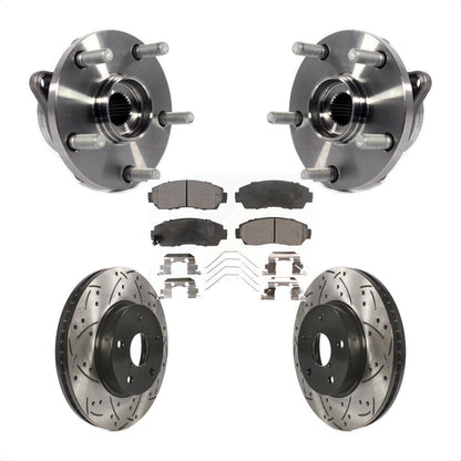 Hub Bearing Drilled Slot Brake Rotor Pads Front Kit For 16-19 Subaru Legacy 2.5L