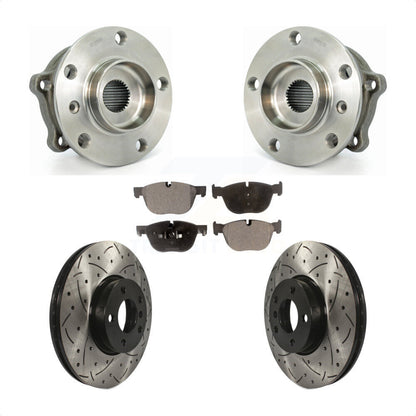 Hub Bearing Assembly Coated Drilled Slot Brake Rotor Pad Front Kit For BMW X5 X6
